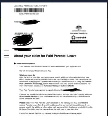centrelink paid parental leave application